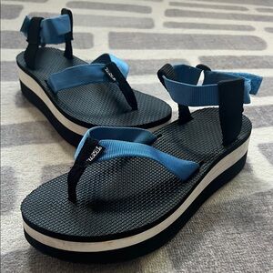 Teva Women's Black and Blue Platform Sandals